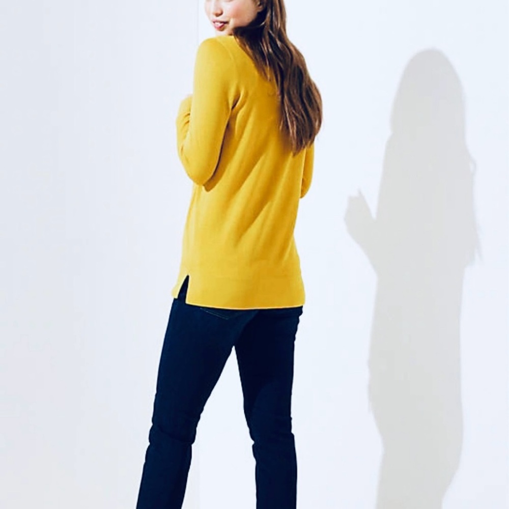 LOFT Yellow-Green 100% Cotton V-Neck Boyfriend Cardigan XXS